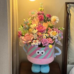 手工拼装积木花束材料包一整套卡通站立毛绒布偶创意送女朋友礼物