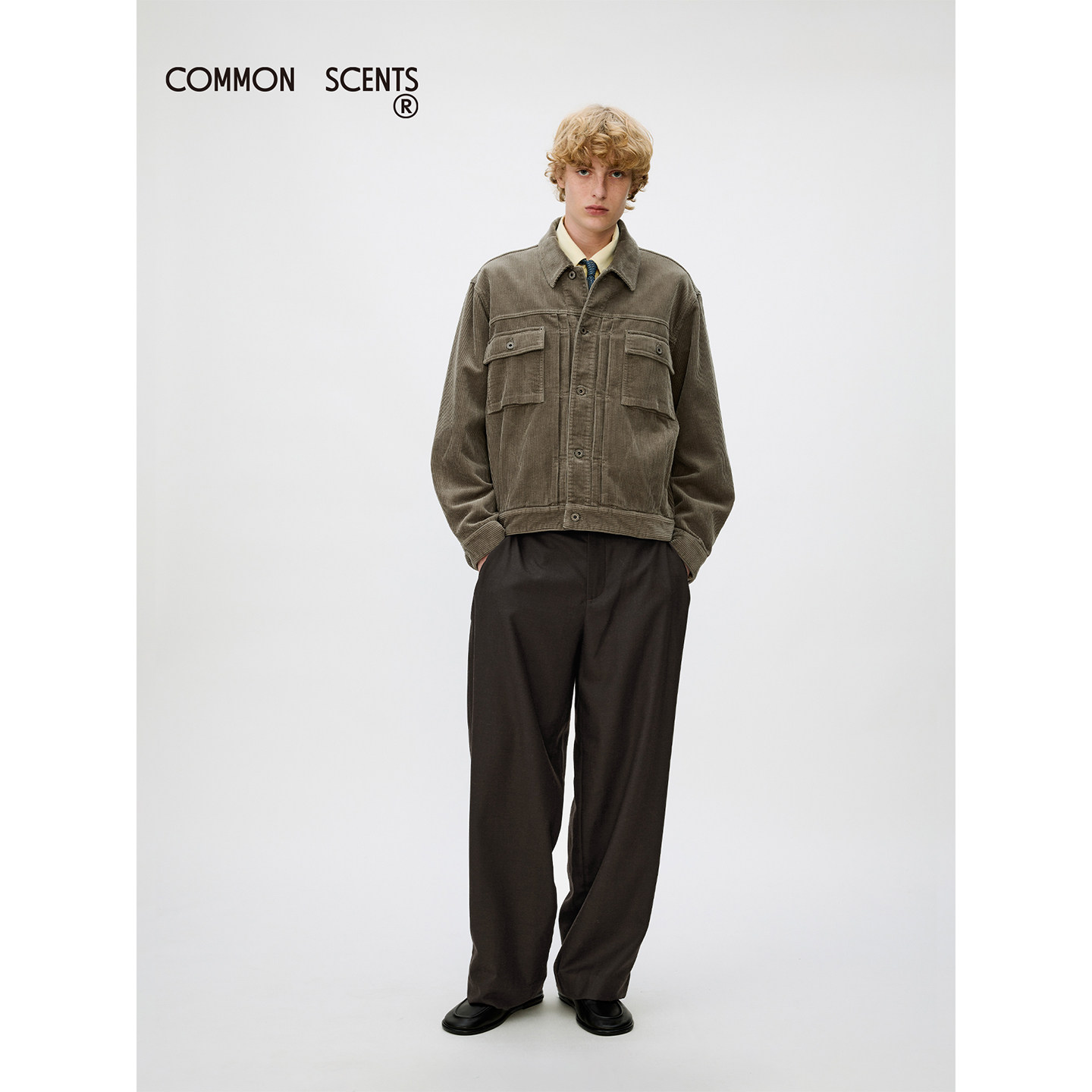 COMMON SCENTS重磅全棉8W水洗灯芯绒TYPE II经典短宽牛仔夹克外套