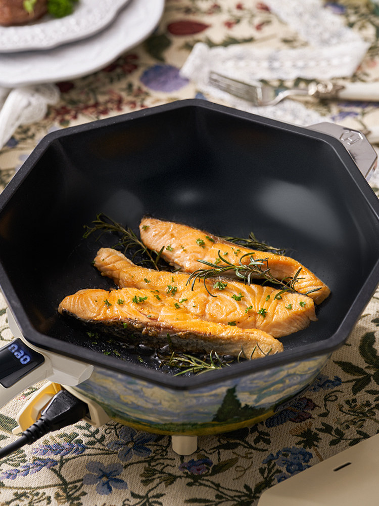 Hifood电锅一体式多功能电煮锅家用电煎锅陶瓷不易粘八角锅