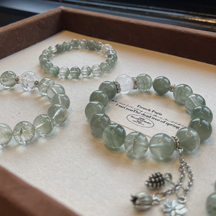 正品 天然水晶绿幽灵手串男手链女鬼佬财神招财手饰礼物徐艺洋同款