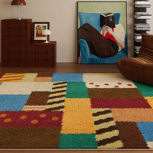 地毯客厅多巴胺地垫复古沙发免洗可擦冬天免打理茶几毛绒圣诞美式