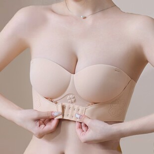 半杯无痕无肩带内衣女防滑聚拢小胸平胸专用显大美背抹胸薄款文胸