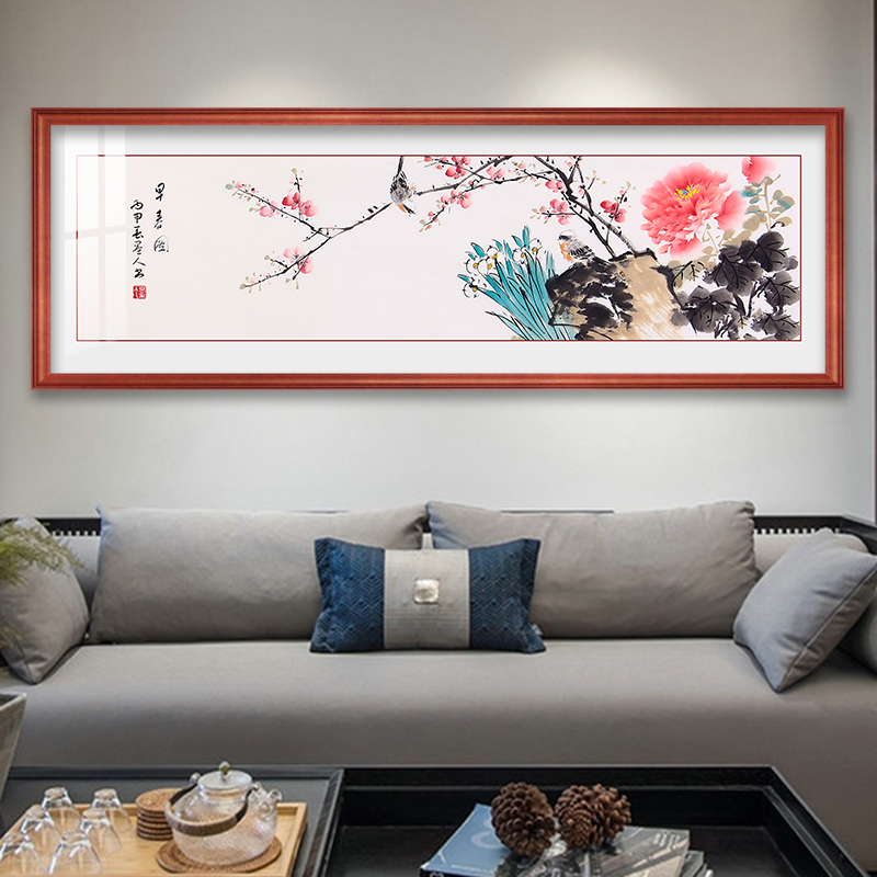 网红牡丹花国画花鸟画写意水墨画中式花开富贵客厅装饰画卧室床头