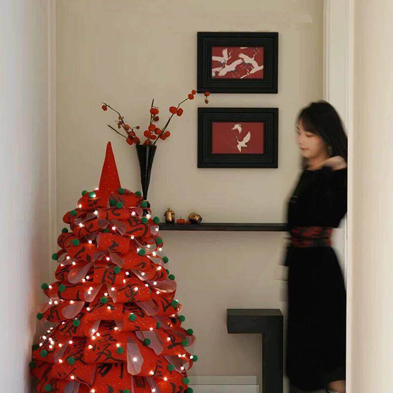 轻法式中古风装饰画复古新中式艺术壁画红色餐厅挂画复古仙鹤国画