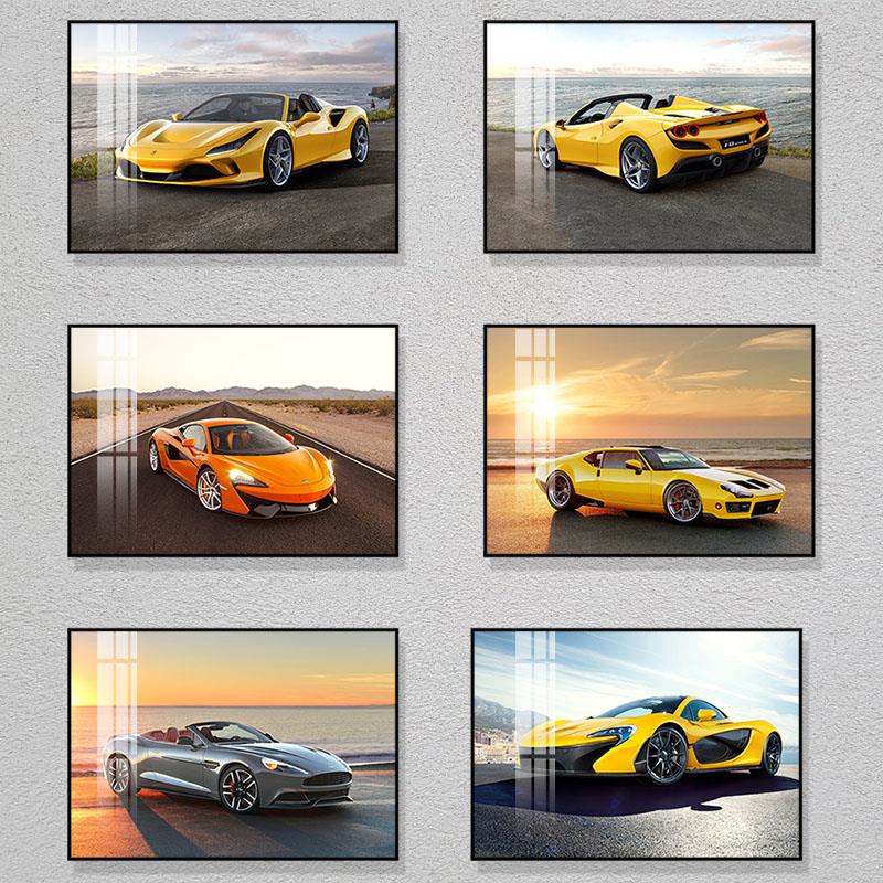现代简约装饰画汽车客厅卧室床头柜壁画汽车跑车时尚儿童房墙面绘