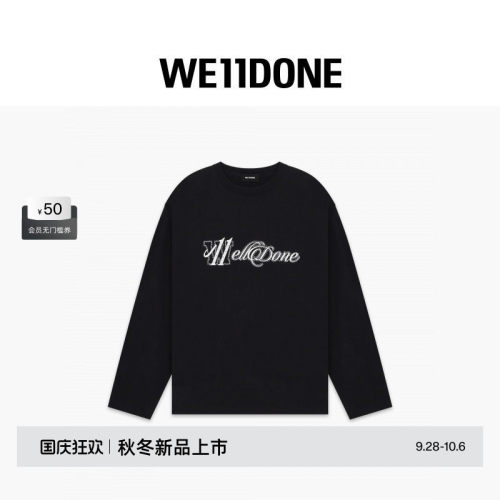 WE11DONE26早秋新品男女同款刺绣Logo长袖T恤潮流时尚休闲