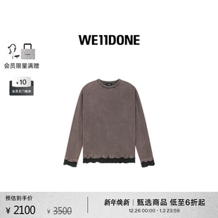 小标做旧撞色长袖 WE11DONE男女同款 T恤复古潮流 明星同款