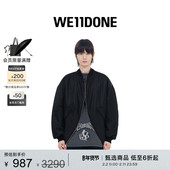 WE11DONE中性男女同款 怪兽图案印花海军蓝短袖 T恤