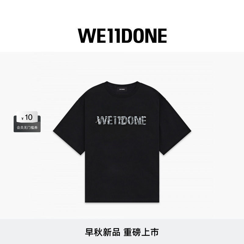 WE11DONE26早秋新品男女同款蕾丝图案Logo 短袖T恤时尚潮流