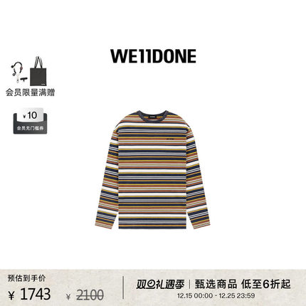 WE11DONE男女同款航海风条纹长袖T恤简约宽松休闲潮流上衣