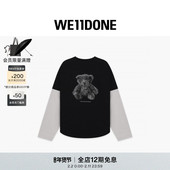 T恤 泰迪熊印花叠层长袖 明星同款 WE11DONE25早秋男女同款