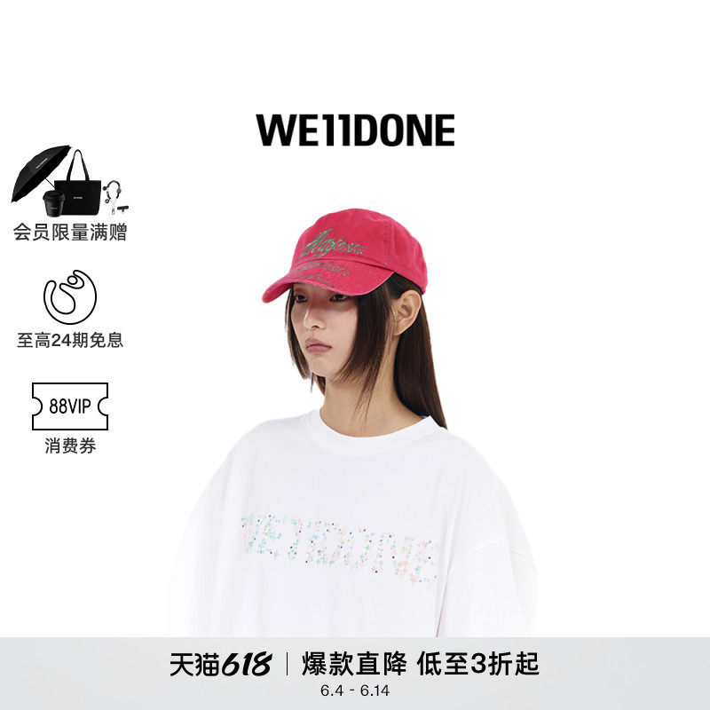 WE11DONE男女同款火花LOGO棒球帽时尚潮流可调节帽子