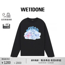 WE11DONE25秋冬新品男女同款项链猫咪印花T恤复古印花街头风