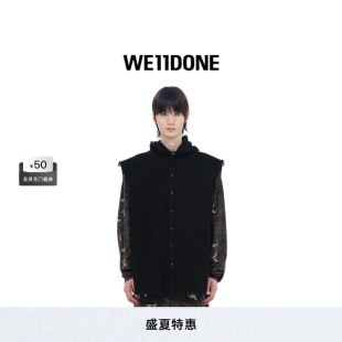 WE11DONE中性男女同款 无袖 纽扣连帽衬衫