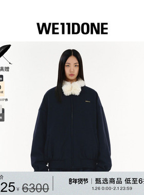 WE11DONE25早秋女士人造毛哈灵顿夹克休闲小logo外套简约