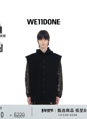 WE11DONE中性男女同款无袖纽扣连帽衬衫