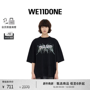 西部印花棉质短袖 个性 T恤 经典 WE11DONE中性男女同款