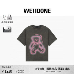 印花宽松短袖 项圈泰迪熊T恤简约个性 男女同款 WE11DONE25秋冬新品