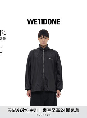 【明星同款】WE11DONE中性男女同款经典LOGO拉链黑色外套休闲