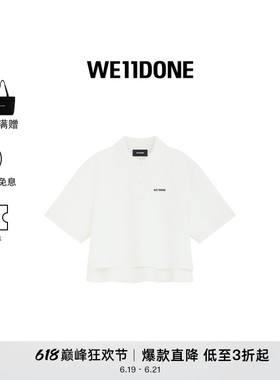 WE11DONE女士短款刺绣LOGO简约休闲POLOT恤日常经典时尚