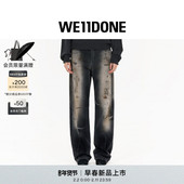 免费改裤 WE11DONE26春季 新品 脏洗工艺牛仔裤 做旧复古风个性