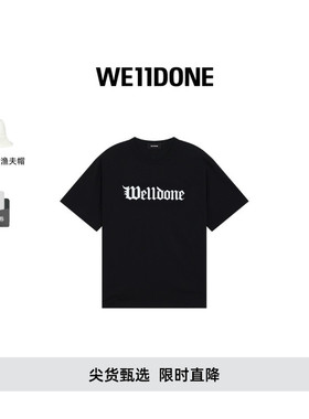 WE11DONE中性男女同款哥特风字母logo标志休闲宽松圆领T恤