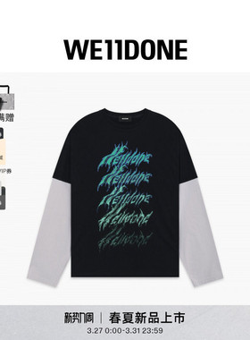 WE11DONE26夏季新品男女同款蜡笔经典字母LOGO叠层长袖T恤休闲