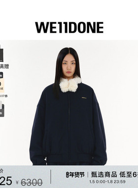 WE11DONE25早秋女士人造毛哈灵顿夹克休闲小logo外套简约