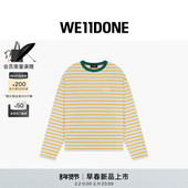 明星同款 珍珠样式 WE11DONE26春季 新品 男女同款 条纹长袖 T恤