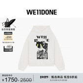 WE11DONE25早秋中性男女同款 明星同款 休闲猫咪印花连帽衫