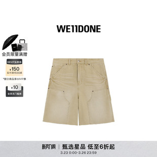 百慕大 短裤 WE11DONE男士 休闲宽松米色工装