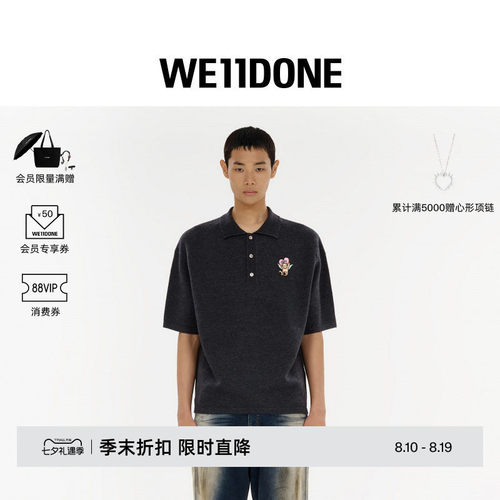 天使泰迪熊贴布针织POLO衫
