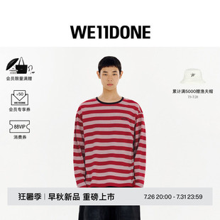 WE11DONE26早秋新品男女同款水钻样式Logo条纹长袖T恤时尚休闲