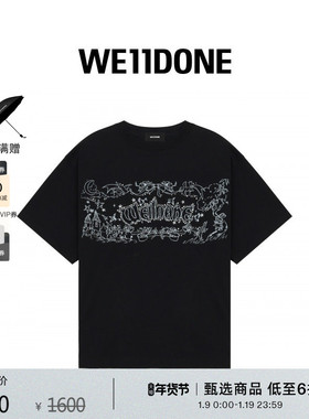 WE11DONE25秋冬男女同款We11doneT恤宽松朋克千禧风街头感