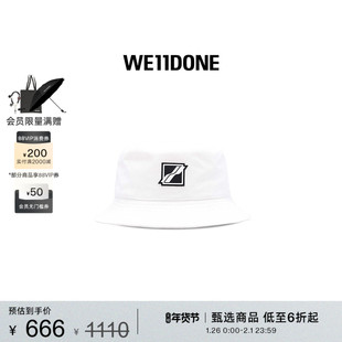 WE11DONE中性经典款白色方块logo徽标时尚休闲帽子渔夫帽