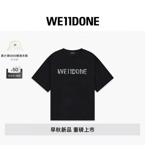WE11DONE26早秋新品男女同款蕾丝图案Logo 短袖T恤时尚潮流