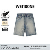 WE11DONE男士 刺绣水洗牛仔短裤