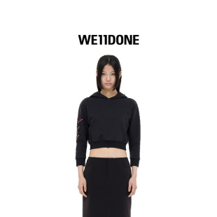 刺绣修身 西式 WE11DONE女士截短式 休闲连帽卫衣 特惠