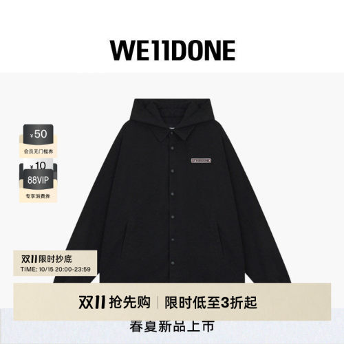 WE11DONE26夏季男女同款运动风连帽夹克宽松时尚潮流百搭