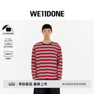 WE11DONE26早秋新品男女同款水钻样式Logo条纹长袖T恤时尚休闲