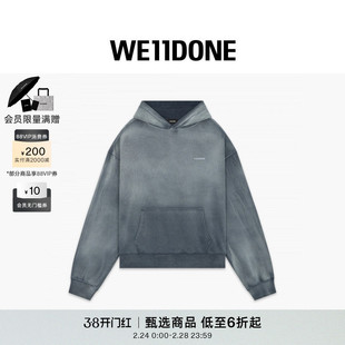 【明星同款】WE11DONE25秋冬男士褪色卫衣简约休闲渐变小logo上衣