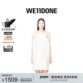 WE11DONE女士一字领侧面卷边褶皱设计直筒短款 连衣裙