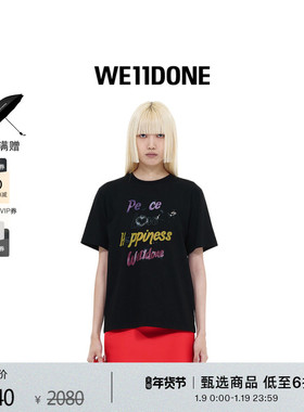 WE11DONE女士logo印花修身短袖T恤