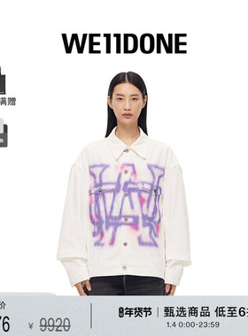 WE11DONE中性经典彩虹印花图案拉链时尚宽松长袖夹克