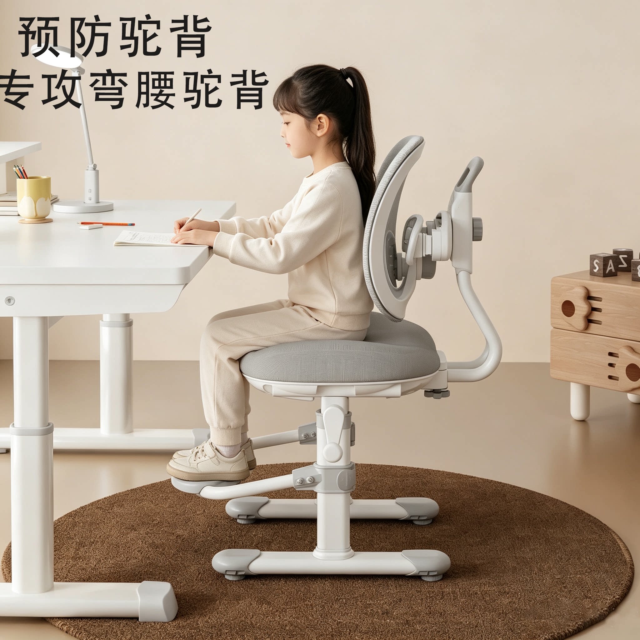 儿童学习椅手摇升降矫正坐姿追背