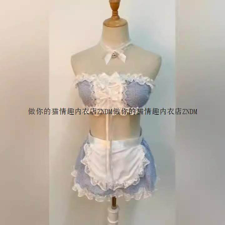 新款纯欲风蕾丝女仆制服甜美抹胸公主裙超辣cosplay 女佣短裙套装