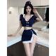 成熟御姐风空姐制服情调角色扮演机长低胸短款 上衣开叉包臀短裙装