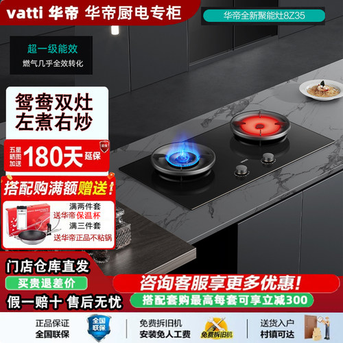 华帝燃气灶5.2KW猛火聚热鸳鸯灶