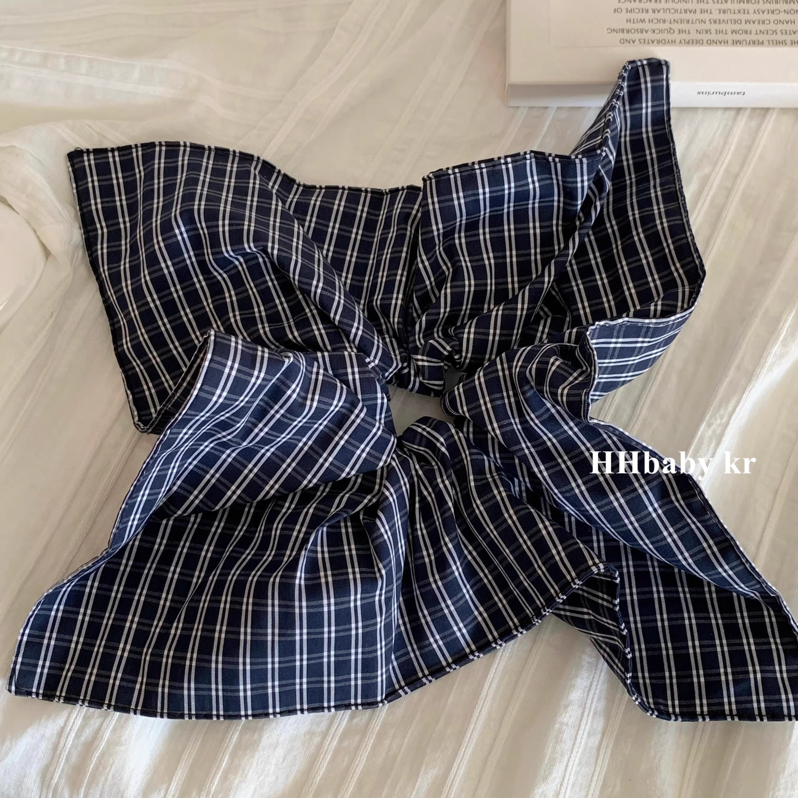 美式check学院风格子布艺方巾大肠发圈2025新款高级感低马尾头绳