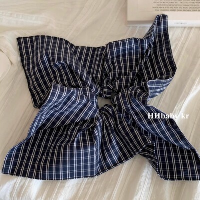 美式check学院风格子布艺方巾大肠发圈2025新款高级感低马尾头绳